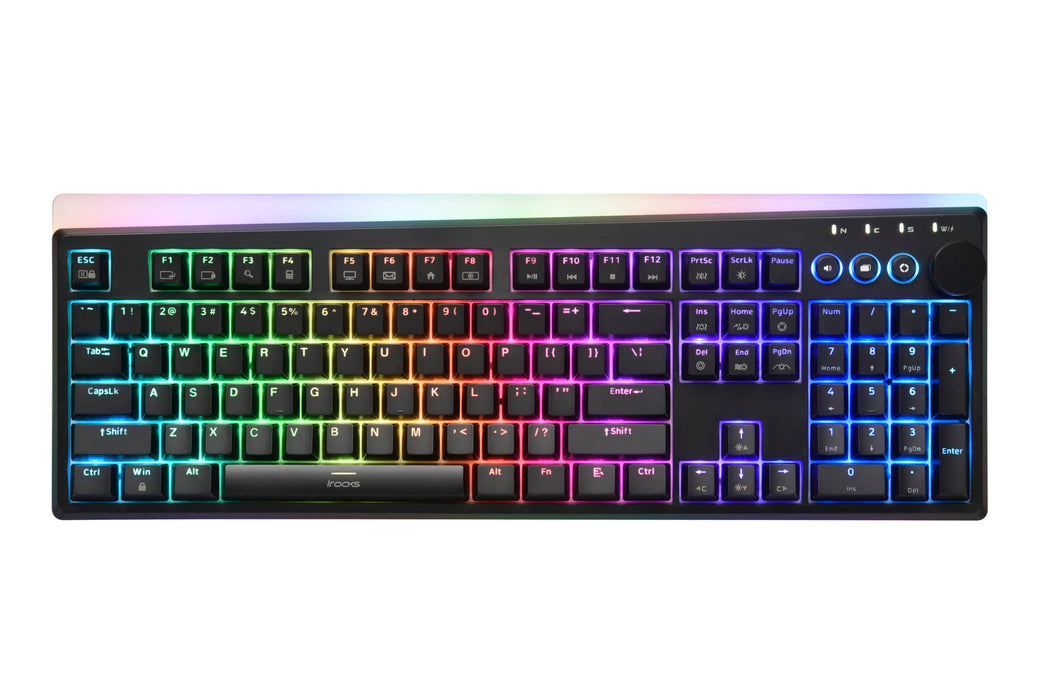 iRocks K71R Wireless RGB Mechanical Gaming Keyboard, Gateron Switches Brown,PBT 107 Keys NKRO,RGB Backlit,Pro Keyboard for Gaming and Work,Dual Interface Wireless & Wired, Windows Laptop PC Mac,Black