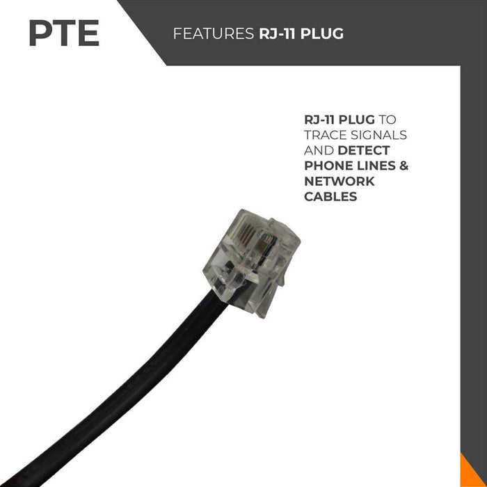 PTE™ Wire Tracer & Circuit Tester -Tone Generator & Probe Kit - Find & Trace Wires & Cables, Test Circuit Continuity, Network Telephone Line, Coaxial, Automotive - Features Alligator Clips & RJ11 Plug