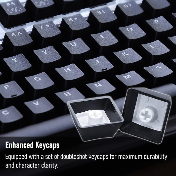 i-rocks K76M Custom Silent Mechanical Keyboard 104 Keys, with Swappable Panel (4 Skins Included), Transparent Housing and Onboard Memory for Macro Recordings (i-rocks Silent Red Switches, Black)