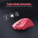 iRocks M31R Wireless Gaming Mouse, Triple Mode 2.4G/ Bluetooth/USB-C Detachable Cable Gaming Mouse, Kailh GM8.0 Mouse Switches, Advanced PixArt PAW3395 Optical Sensor, Up to 26,000 DPI - Pink