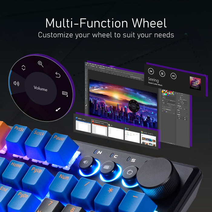 iRocks K74R Wireless RGB Rechargeable Illuminated Mechanical Gaming Keboard, Hot-Swappable Gateron Switches, Easy-to-Clean Floating Design, PBT 107 Keys NKRO, Detachable USB-C Cable - Midsummer Black