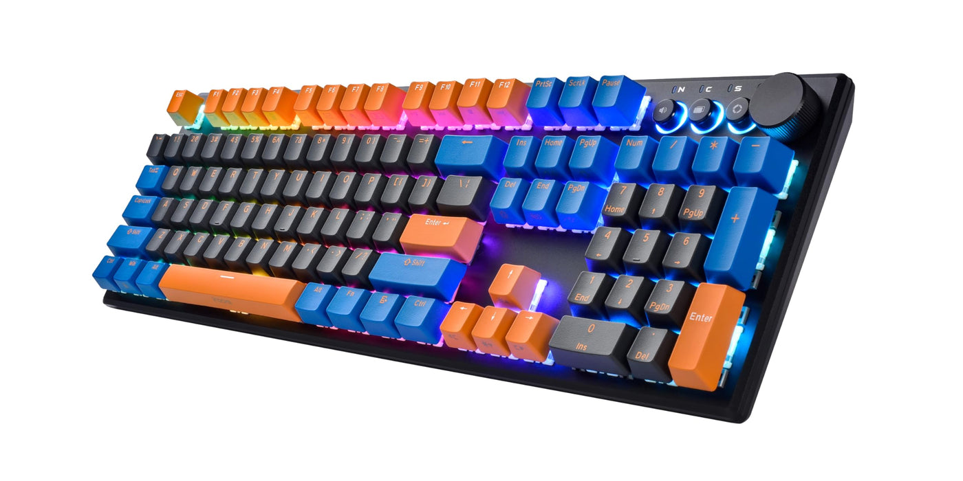 iRocks K74R Wireless RGB Rechargeable Illuminated Mechanical Gaming Keboard, Hot-Swappable Gateron Switches, Easy-to-Clean Floating Design, PBT 107 Keys NKRO, Detachable USB-C Cable - Midsummer Black